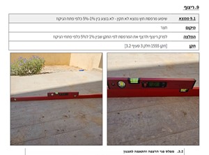 שיפוע מרפסת לא על פי תקן